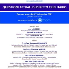 Questioni attuali di diritto tributario (piattaforma ZOOM, 15 dicembre 2021)